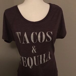 Tacos and Tequila size large purple t shirt